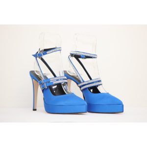 Ellen Shoes 88172 Γυναικείες Γόβες από Σατέν σε Μπλε Ρουά χρώμα